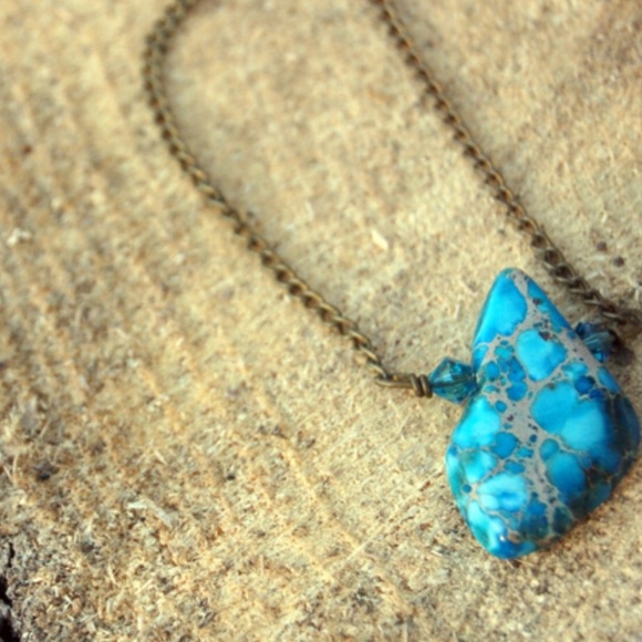 Handmade “Rock On” Aqua Blue Imperial Jasper Necklace by McGlamorous - Picture 8 of 9